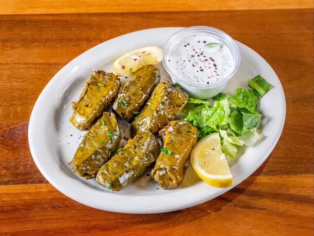 6 Pc Grape Leaves with Tzatziki.